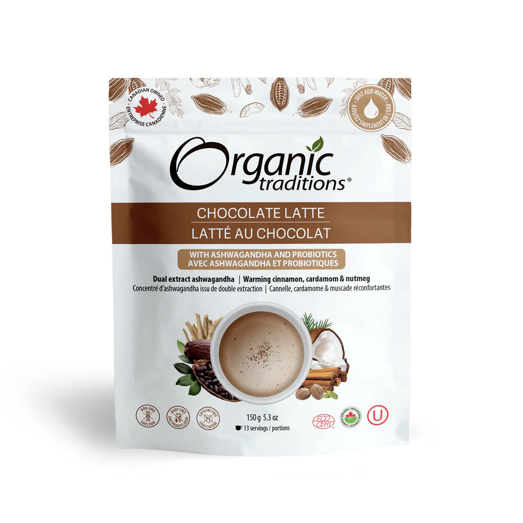 Latte au chocolat bio avec ashwagandha et probiotiques - Organic Traditions - 150g